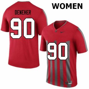 NCAA Ohio State Buckeyes Women's #90 Jack Deneher Retro Nike Football College Jersey CPK5445XX